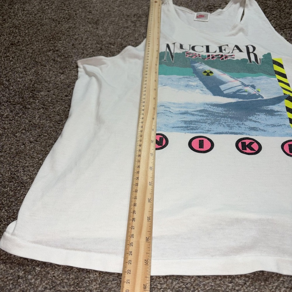 Vintage Nike Shirt Mens XL White Nuclear Surf Graphic Tank Top USA 80s 90s - Picture 5 of 6